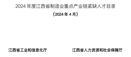 《2024年度江西省制造業重點產業鏈緊缺人才目錄》發布